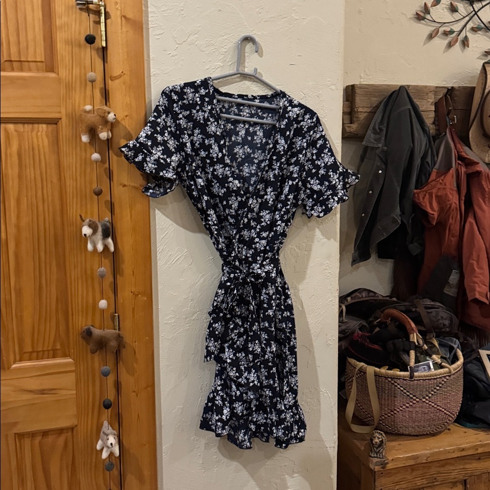 Floral Wrap Dress with Ruffle Hem
